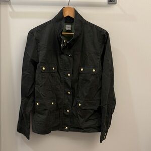 JCrew Dark Green Utility Jacket with Gold Buttons XXL
